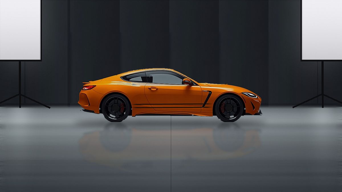 Orangefarbenes Fahrzeug im Fotostudio mit zwei Lichtboxen (Symbolbild)