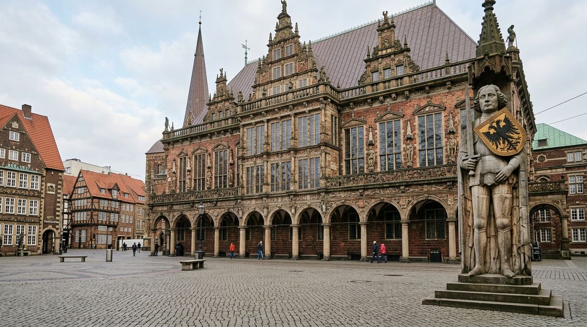 Rathaus und Roland am Marktplatz in Bremen (Symbolbild)